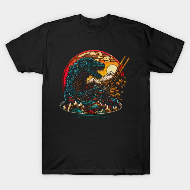 Ramen Godzilla T-Shirt by gblackid